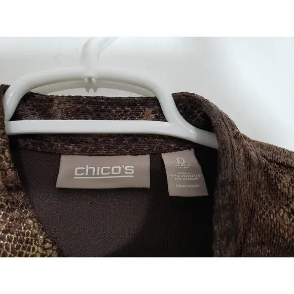(S5) Y2K Chico's Womens Bomber Jacket Size 0 (S) Metallic Mobwife Office Siren - Picture 3 of 5